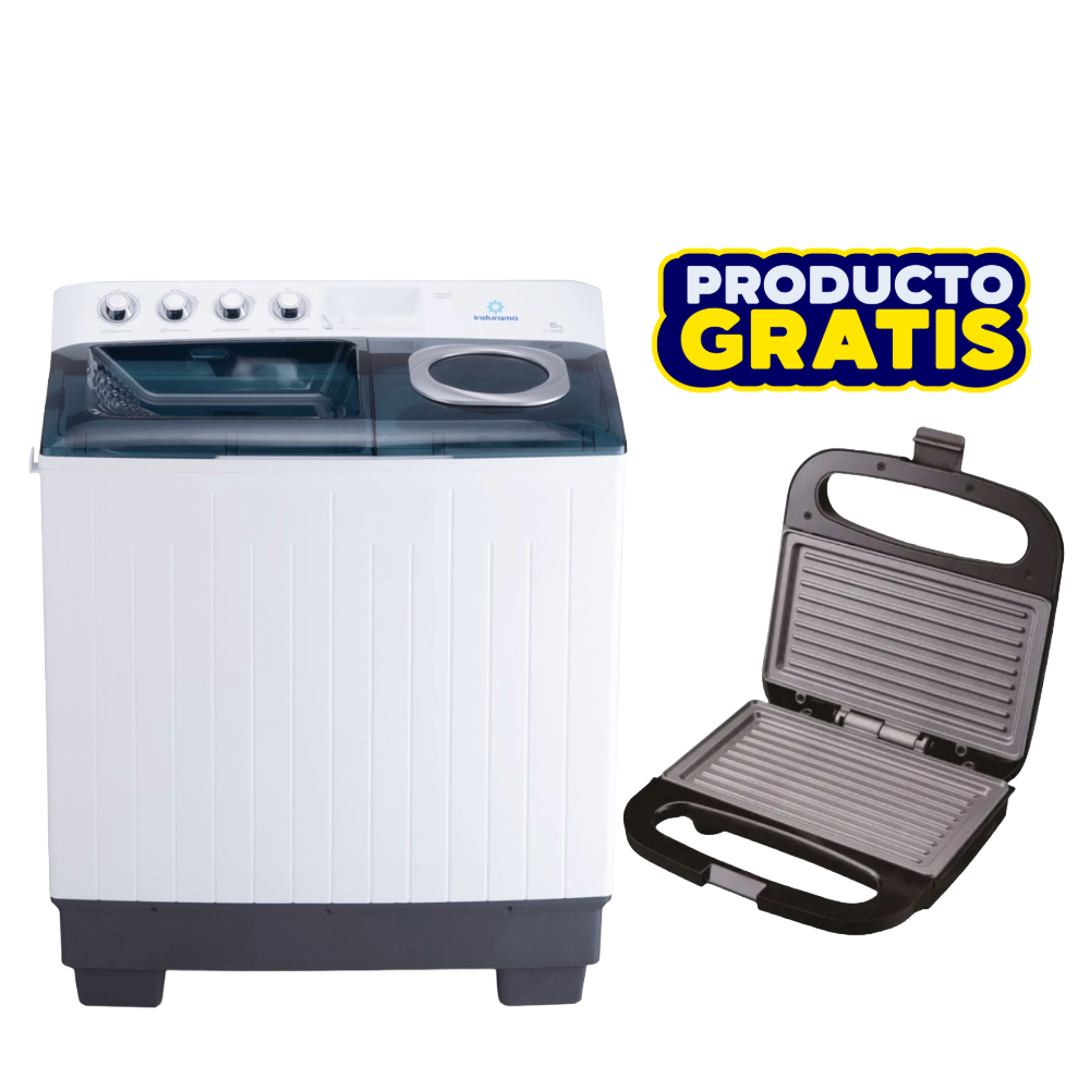 Combo Lavadora Semiautomática Indurama 15KG LRI-15BLSA + Sanduchera Grill Watson BS162M