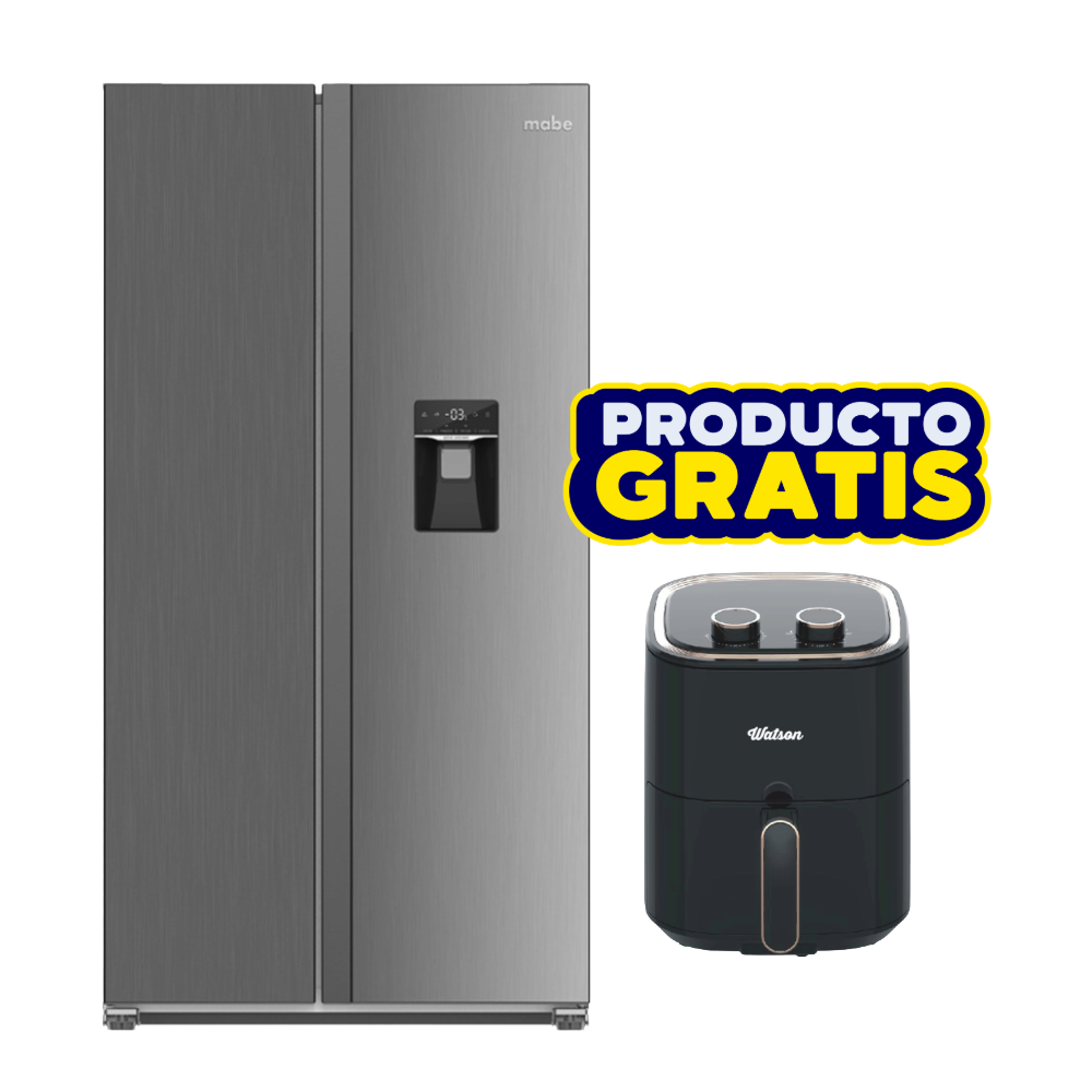 Combo Refrigeradora Side by Side Mabe 565L MSE521QMLSS0 + Freidora de Aire Watson 35LTS 378-31