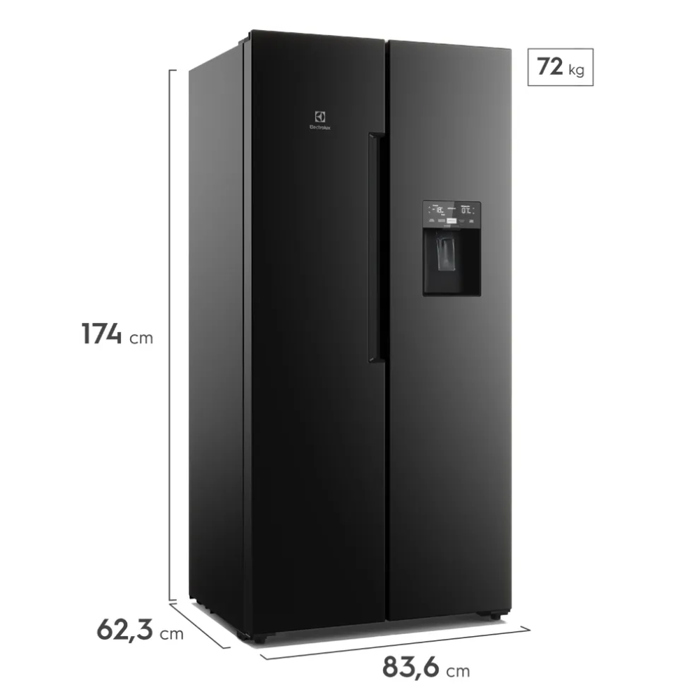 Combo Refrigeradora Side by Side Electrolux 419L ERS45F3Q5EB + Freidora de Aire Electrolux 5.6L EAF45 